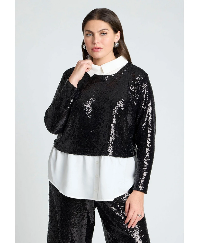 Eloquii Plus Collared Sequin Twofer