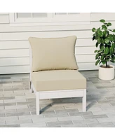 WestinTrends Outdoor Hdpe Deep Seating Modular Armless Patio White Chair with Cushions