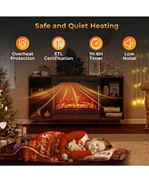 Sugift 24 Inches 3-Sided Glass Electric Fireplace Heater with Remote Control