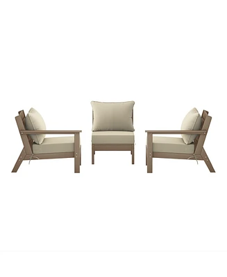 WestinTrends Outdoor Patio Hdpe Weathered Wood Sectional Sofa with Cushions