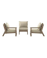 WestinTrends Outdoor Patio Hdpe Weathered Wood Sectional Sofa with Cushions