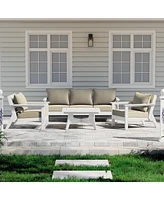 WestinTrends Outdoor 6-Piece White Modular Sectional Patio Furniture Sofa Set