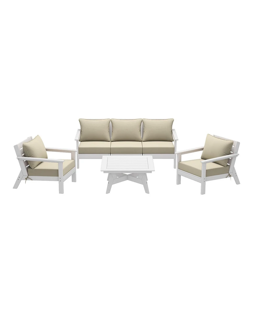 WestinTrends Outdoor 6-Piece White Modular Sectional Patio Furniture Sofa Set