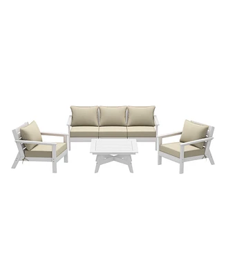 WestinTrends Outdoor 6-Piece White Modular Sectional Patio Furniture Sofa Set