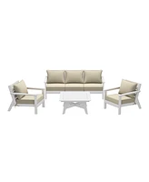 WestinTrends Outdoor 6-Piece White Modular Sectional Patio Furniture Sofa Set