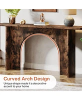 Tribesigns 63-Inch Console Table, Farmhouse Wood Sofa Wall Table Entryway Table with Curved Arch Brace, Thickened Accent Table for Entrance, Hallway,