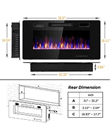 Sugift 36 Inch Ultra Thin Wall Mounted Electric Fireplace