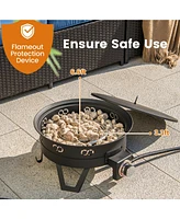 Sugift 17 Inch Portable Gas Fire Pit with Folding Legs and Removable Grill for Camping