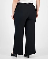 Tahari Asl Plus Mid-Rise Wide-Leg Pants