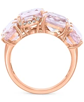 Effy Rose Quartz (10 ct. t.w.) & Diamond (1/6 ct. t.w.) Cushion Cluster Ring in 14k Rose Gold