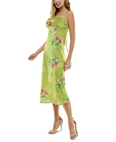 City Studios Juniors' Floral-Print Ruched Midi Dress