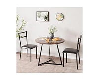 gaomon Round Dining Table Set for 2,Kitchen Chairs of 2, Small Room with 2 Upholstered Chairs, Dinette Place,Apar