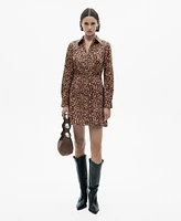 Mango Women's Leopard-Print Shirt Dress