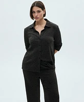 Mango Women's Lurex-Knit Flared Pants