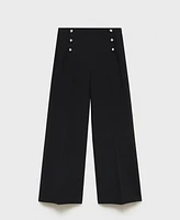 Mango Women's Metallic Details Wide Leg Pants