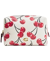 Coach Essential Cherry-Print Leather Cosmetic Pouch