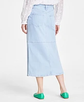 On 34th Women's Split-Seam Denim Midi Skirt, Exclusively at Macy's