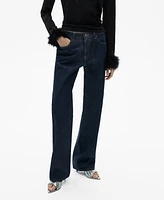 Mango Women's Shiny Straight-Leg Jeans