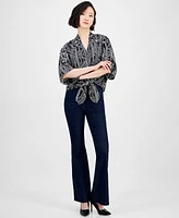 I.n.c. International Concepts Women's Printed Tie-Hem Blouse, Exclusively at Macy's