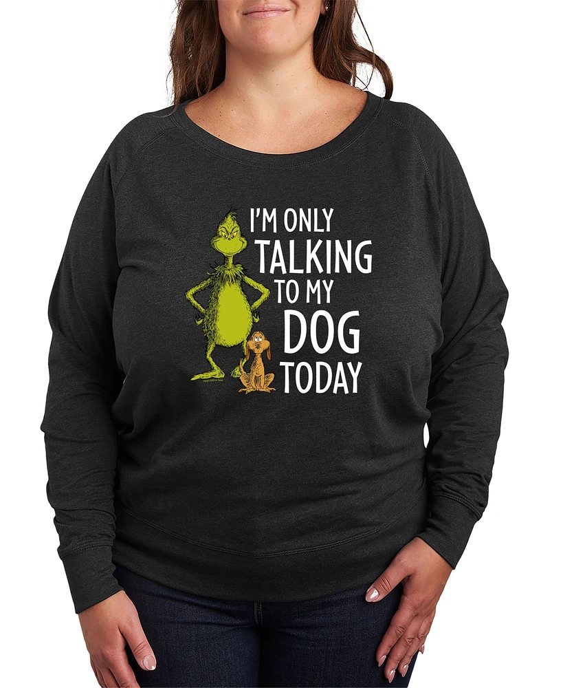 Hybrid Apparel Plus Size Grinch Only Talking to My Dog Graphic Pullover Top