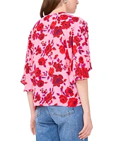 Sam & Jess Women's Tie-Neck Floral-Print Raglan-Sleeve Top