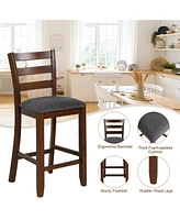 Gouun 2 Pieces Counter Height Chairs with Fabric Seat and Rubber Wood Legs