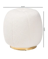 bali & pari Baxton Studio Raelynn Modern and Contemporary Ivory Boucle Upholstered and Gold Metal Ottoman