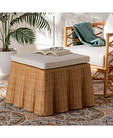 bali & pari Palm Bohemian Honey Scallop Rattan Ottoman