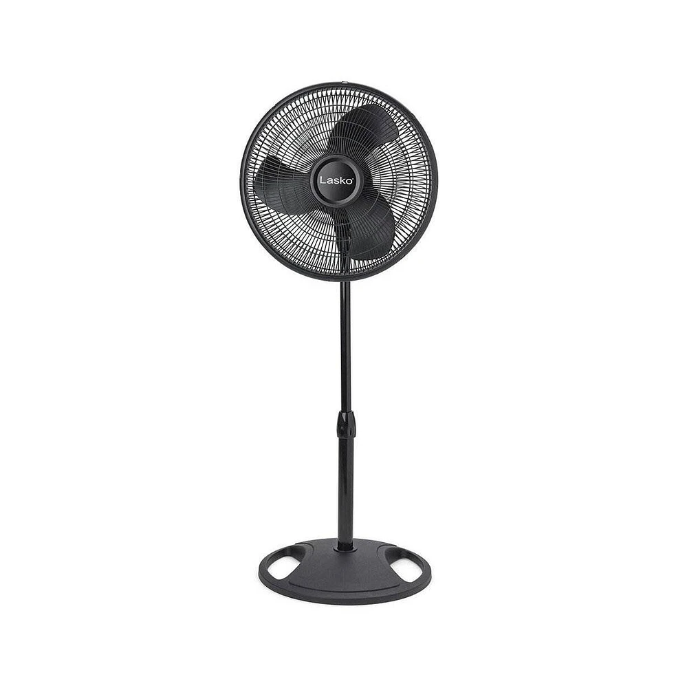 Lasko 16" 3-Speed Adjustable Tilting Oscillating Standing Pedestal Fan, Black