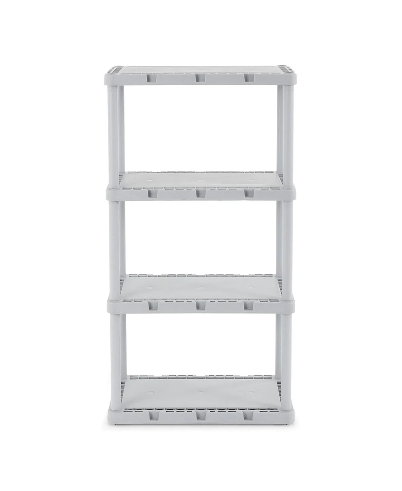 Gracious Living 4 Shelf Knect-a-Shelf Fixed Height Solid Light Duty Storage,Grey