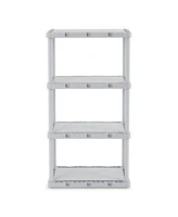 Gracious Living 4 Shelf Knect-a-Shelf Fixed Height Solid Light Duty Storage,Grey