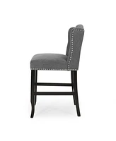 The Pop Home Set of 2 Wingback Counter Stools with Button-Tufted Back & Nailhead Accents-The