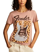 Lucky Brand Women's Fender Leopard Classic Crewneck T-Shirt