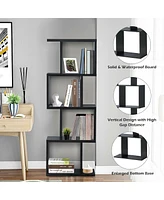 Gouun 4 Tiers Wooden S-Shaped Bookcase for Living Room Bedroom Office-4-Tier