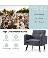 Gouun Modern Upholstered Comfy Accent Chair Single Sofa with Rubber Wood Legs
