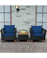 Gouun 3 Pieces Outdoor Patio Rattan Furniture Set