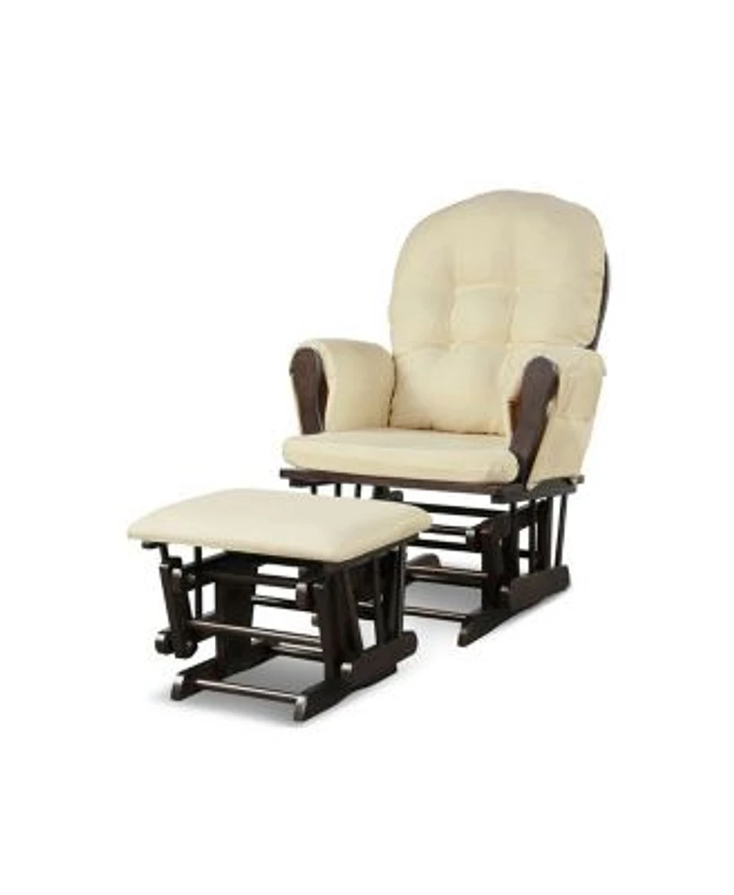 Gouun Wood Glider Ottoman Set with Padded Armrests Detachable Cushion