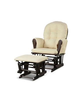Gouun Wood Glider Ottoman Set with Padded Armrests Detachable Cushion