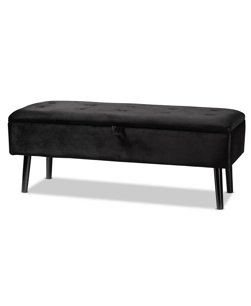 Baxton Studio Caine Modern and Contemporary Velvet Fabric Upholstered and Dark Brown Finished Wood Storage Bench