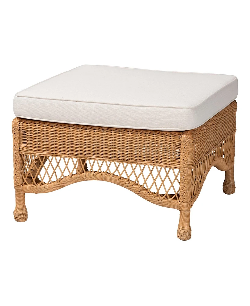 bali & pari Brooklyn Bohemian Light Honey Braided Rattan Ottoman Stool