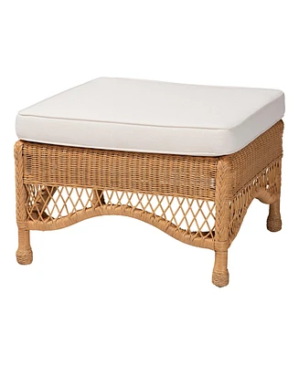 bali & pari Brooklyn Bohemian Light Honey Braided Rattan Ottoman Stool