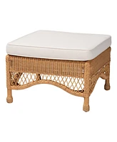 bali & pari Brooklyn Bohemian Light Honey Braided Rattan Ottoman Stool