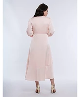 Motherhood Maternity Woven Wrap Long Sleeve Midi Dress