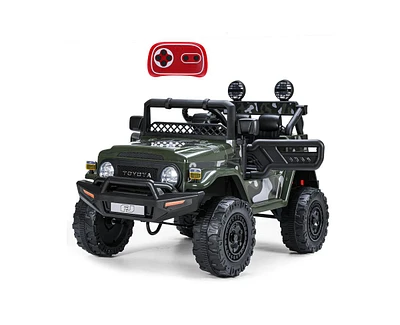 Funtok 12V Kids Ride On Truck Car w/ Parent Remote Control, Electric Toy Licensed Toyota Fj Cruiser, Led Lights