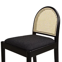 26.5" Curved Back Rattan Counter Bar Stool, Set of 2, Ivory White Boucle-The Pop Home