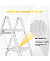 Flynama Foldable 3-Step Iron Ladder, Load-Bearing Capacity 330 lbs，with Non-Slip and Widened Steps