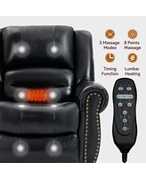 Boyel Living Power Lift Recliner Chair Heat Massage Dual Motor Infinite Position Up to 350 Lbs Faux Leather Heavy Duty Motion Mechanism with Usb Ports