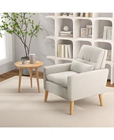 Accent Chair with Lumbar Pillow, Padded Cushions, and Rubber Wood Legs