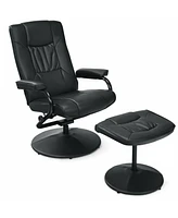 Gouun 360° Pvc Leather Swivel Recliner Chair with Ottoman