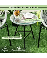 Gouun 3 Pieces Patio Acapulco Furniture Bistro Set with Glass Table